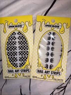 Inkbox Nail Art Strips - black flames & black/white checkered